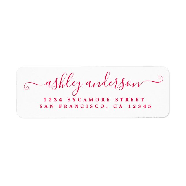 Chic Script Red Ink Name Return Address (Front)