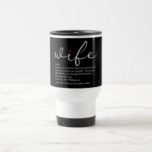 Chic Script Red Love Heart Modern Wife Definition Travel Mug