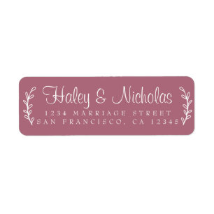Chic Script Rustic Foliage Wedding Return Address 