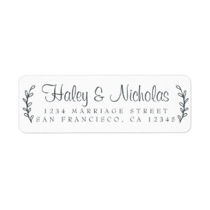 Chic Script Rustic Foliage Wedding Return Address