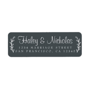Chic Script Rustic Foliage Wedding Return Address 