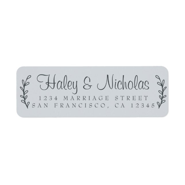 Chic Script Rustic Foliage Wedding Return Address  (Front)