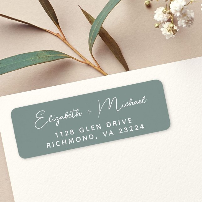Chic Script Sage Green Wedding Return Address (Creator Uploaded)