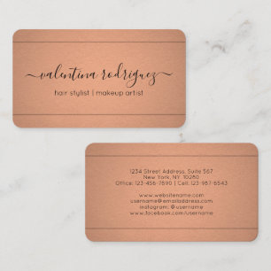 Chic Script Signature Copper Faux Foil Minimalist Business Card