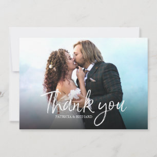 Chic Script Simple Elegant Wedding Thank You Photo Card