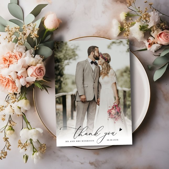  chic script simple photo wedding thank you  (Creator Uploaded)