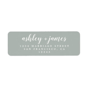 Chic Script Storm Grey Wedding Return Address