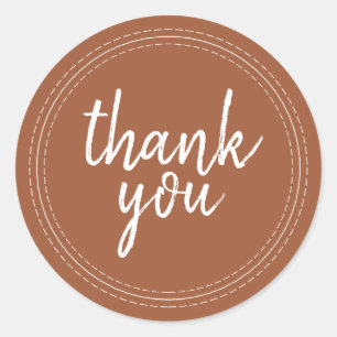 Chic Script TerraCotta Thank You Gift Classic Round Sticker