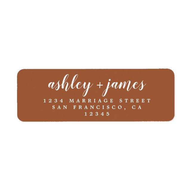 Chic Script TerraCotta Wedding Return Address (Front)