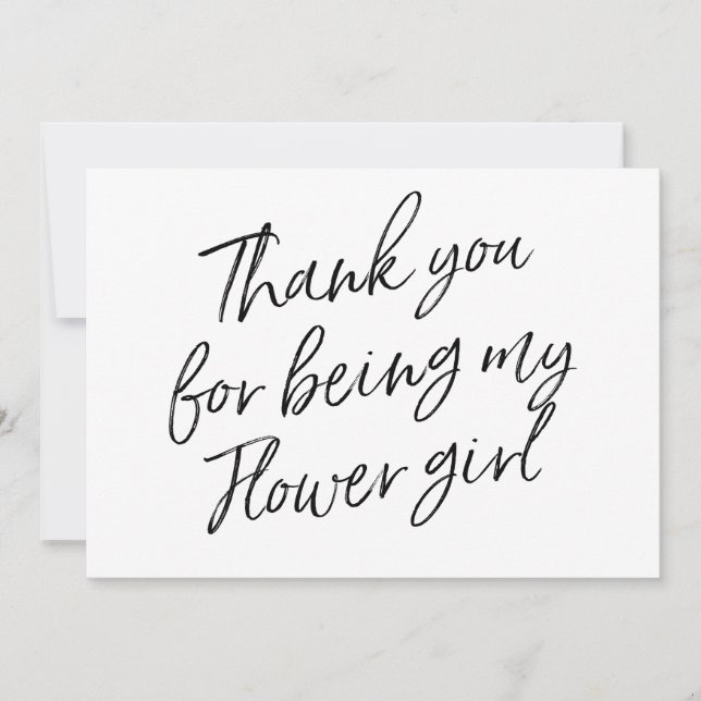 Chic Script "Thank you for being my flower girl" Thank You Card (Front)