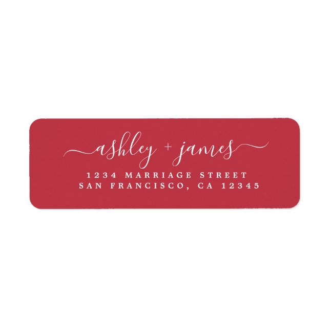 Chic Script True Red Wedding Return Address (Front)