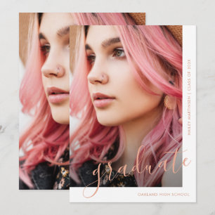 Chic Script Two Photo Graduation Invitation