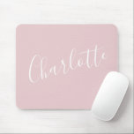 Chic Script Typography Personalised Girly Pink  Mouse Mat<br><div class="desc">Chic Script Typography Personalised Girly Pink Mouse Pad</div>