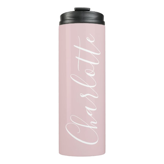Chic Script Typography Personalised Girly Pink Thermal Tumbler (Front)