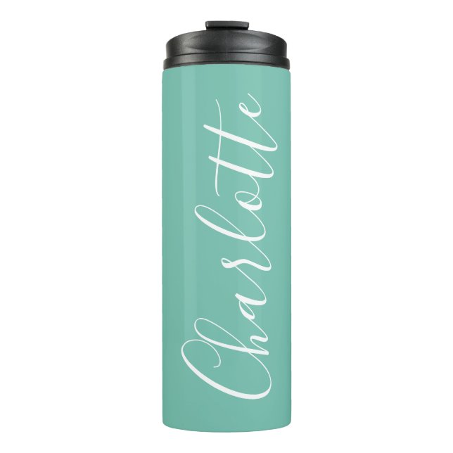 Chic Script Typography Personalised Modern Teal Thermal Tumbler (Front)