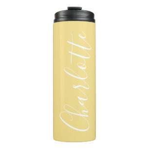 Chic Script Typography Personalized Name Yellow Thermal Tumbler