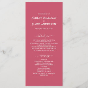 Chic Script Warm Pink Simple Minimal Wedding Programme