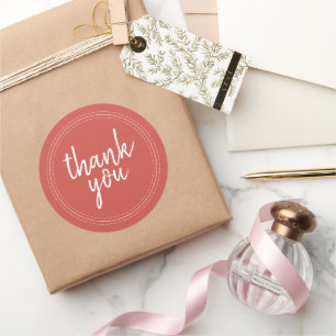 Chic Script Warm Red Thank You Gift Label