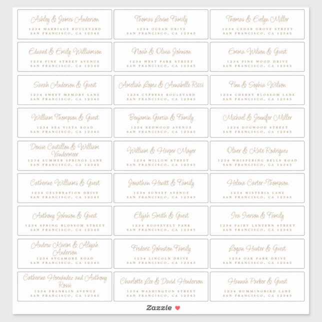 Chic Script Wedding Guest Address Labels (Sheet)