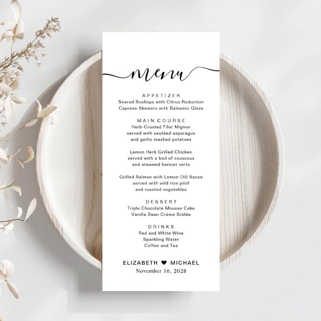 Chic Script Wedding Reception Menu (Creator Uploaded)