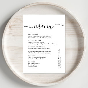 Chic Script Wedding Reception Menu