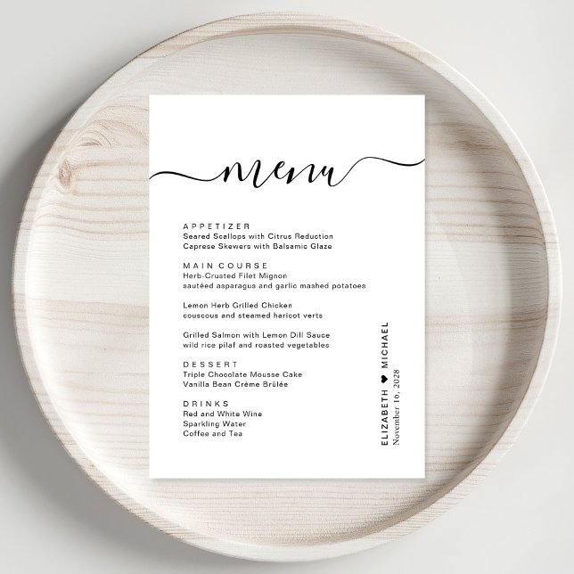 Chic Script Wedding Reception Menu (Creator Uploaded)