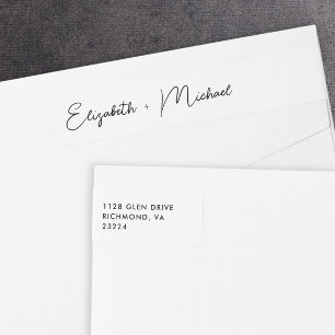 Chic Script Wedding Return Address Wrap Around Label