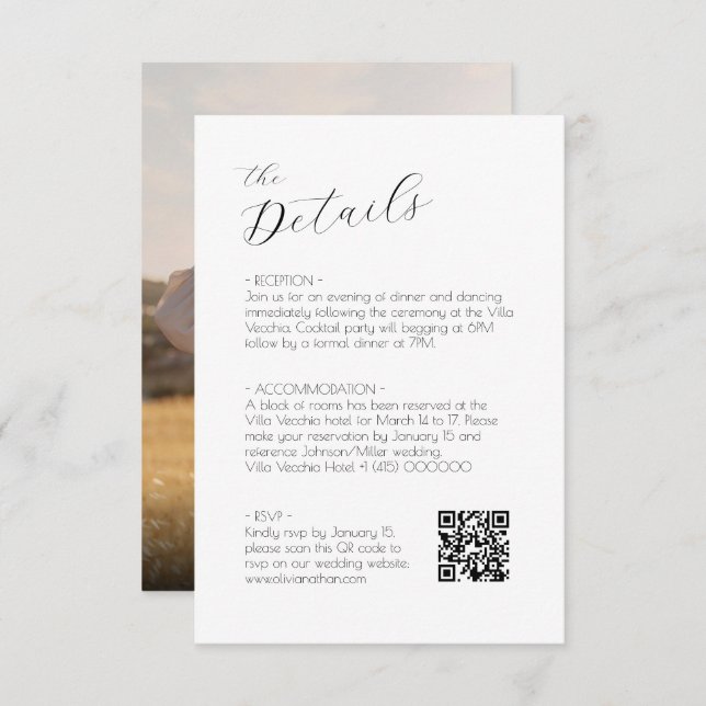Chic Script Wedding rsvp and enclosure card (Front/Back)