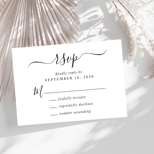 Chic Script Wedding RSVP Card (A chic wedding RSVP card with a minimalist vibe.)