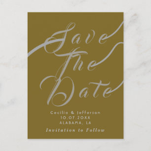 Chic Script Wedding Save the Date Announcement Postcard