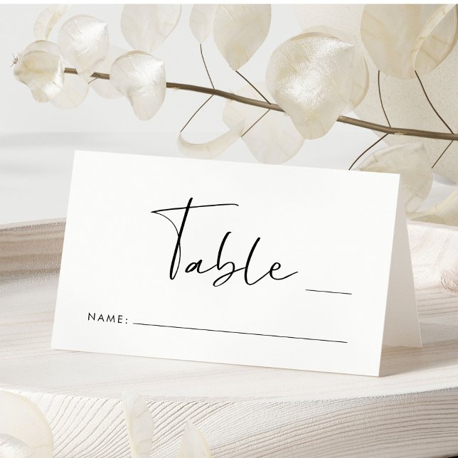 Chic Script Wedding Table Number Place Card (Creator Uploaded)