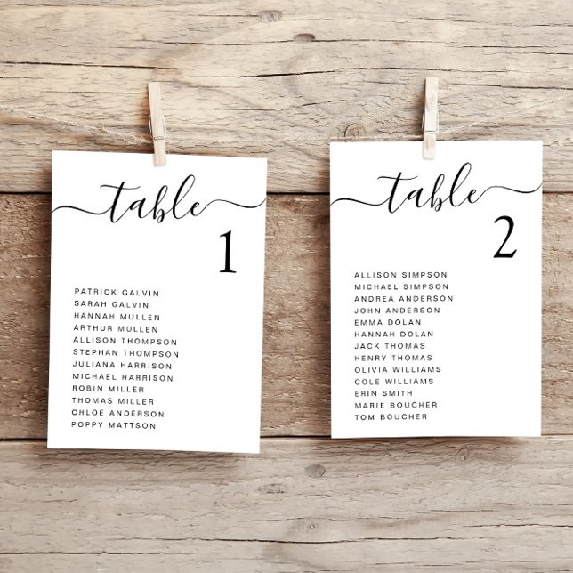 Chic Script Wedding Table Seating Chart Card (Creator Uploaded)