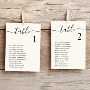 Chic Script Wedding Table Seating Chart Card