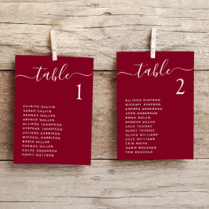 Chic Script Wedding Table Seating Chart Card
