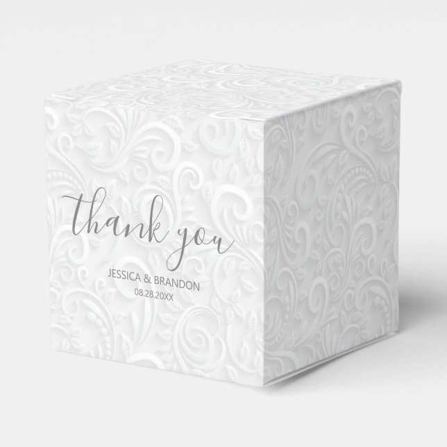 Chic Script Wedding Thank You Favour Box (Front Side)