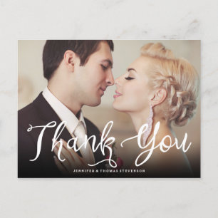 Chic Script Wedding Thank You Postcard