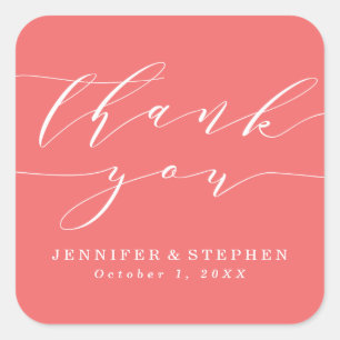 Chic Script Wedding Thank You Square Sticker
