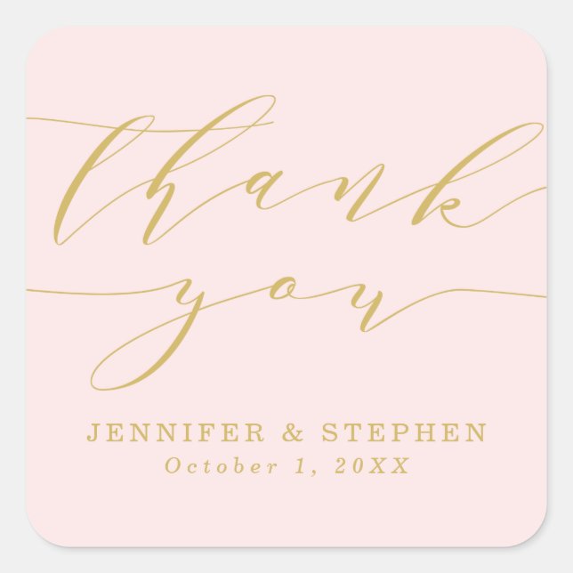 Chic Script | Wedding Thank You Square Sticker (Front)
