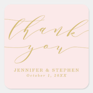Chic Script   Wedding Thank You Square Sticker