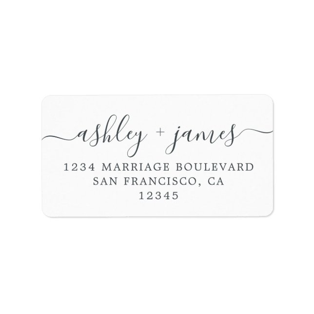 Chic Script White Wedding Return Address Label (Front)