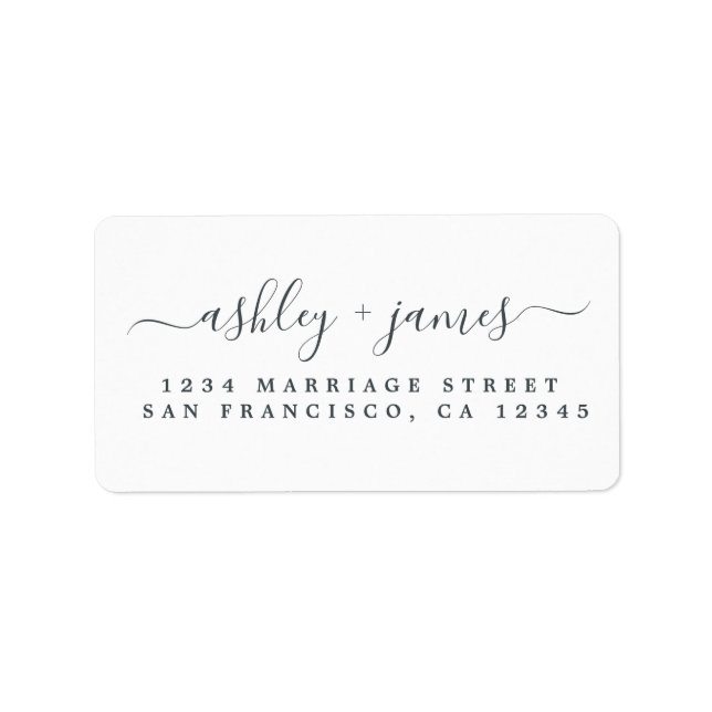 Chic Script White Wedding Return Address Label (Front)