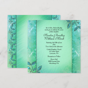 Chic Sea Green Columns  Invitation