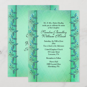 Chic Sea Green Columns  Invitation