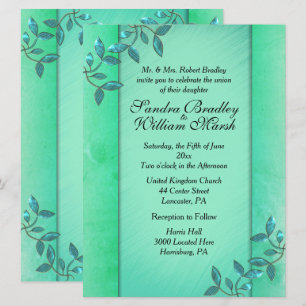 Chic Sea Green Columns  Invitation
