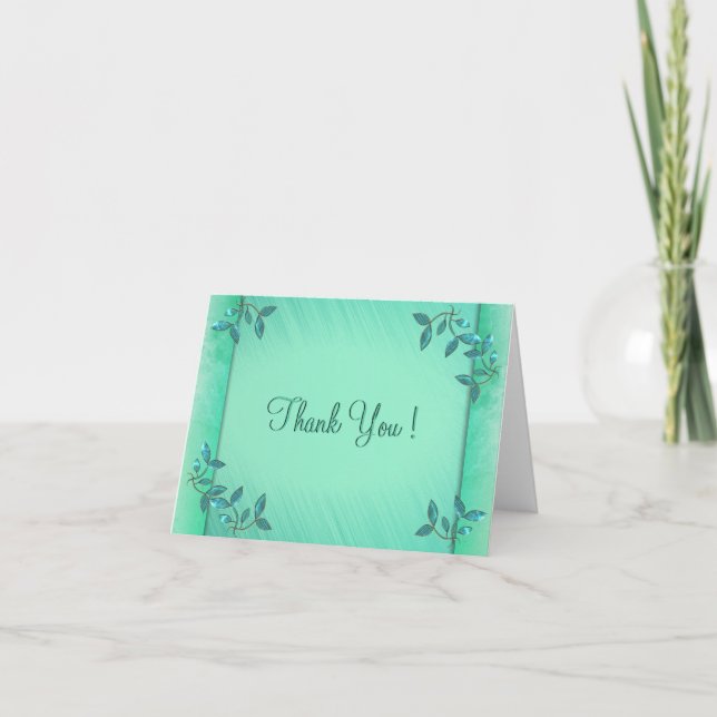 Chic Sea Green Columns  Thank You Card (Front)