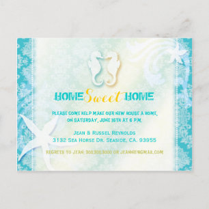 Chic Sea Horse Beach Housewarming Party Invitation Postcard