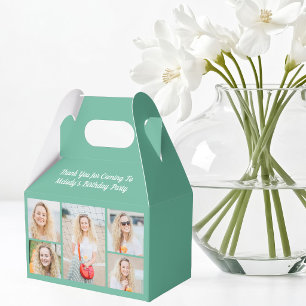 Chic Seafoam Green Birthday Photo Collage Party Favour Box