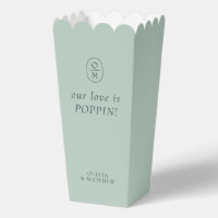 Chic Seafoam Green Monogram Popcorn Favor Box