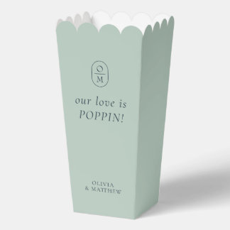 Chic Seafoam Green Monogram Popcorn Favor Box