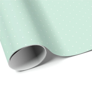 Chic seafoam mint green white tiny polka dots cute wrapping paper